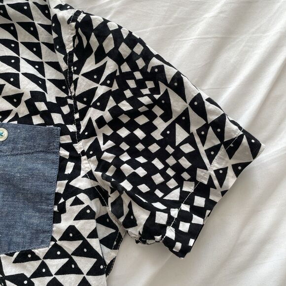 RARE Modern Amusement Funky Print Short Sleeve Button Down Mens Shirt Size S - Picture 4 of 11